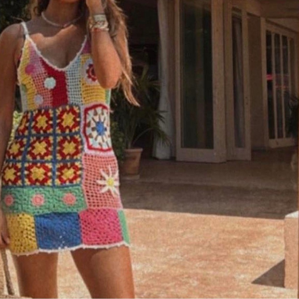 Reclaimed Vintage limited edition patchwork crochet mini dress